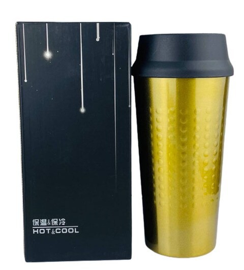 Thermal Cup Stainless Steel, Vacuum Insulated Travel Tumbler, Durable Insulated Coffee Mug, Thermal Cup with Double Partition SEALING Ring - 360ml (GOLD)