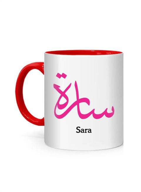 FMstyles Arabic Calligraphy Name Sara Printed Mug White/Red 10 cm