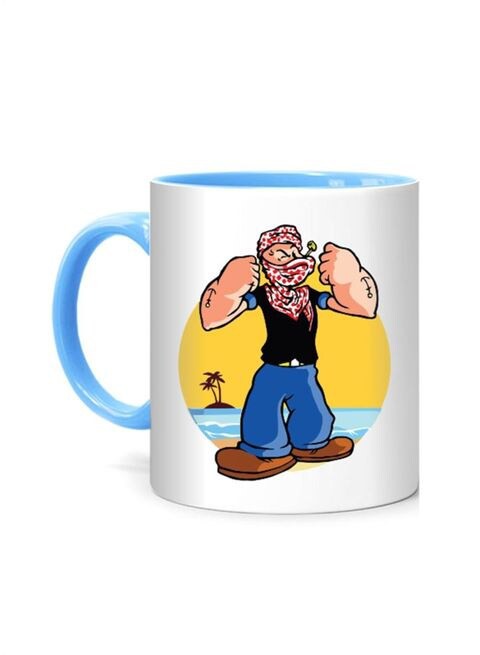 FMstyles Cartoon Design Printed Mug White/Blue 10 cm