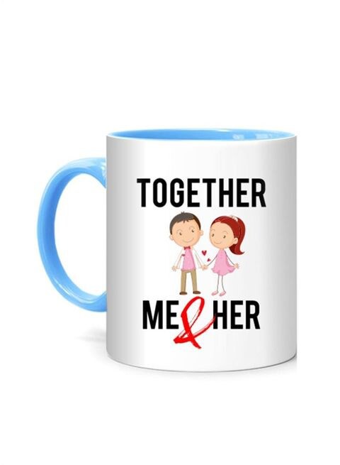 FMstyles Together me and her Printed Mug White/Blue 10 cm
