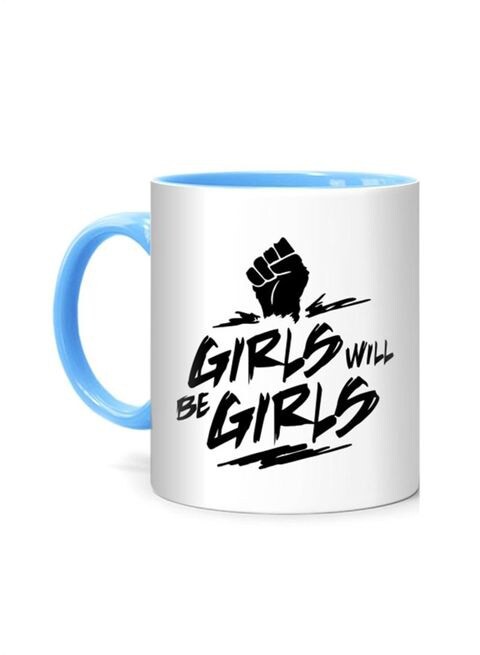 FMstyles Girls Will Be Girls Printed Mug White/Blue 10 cm