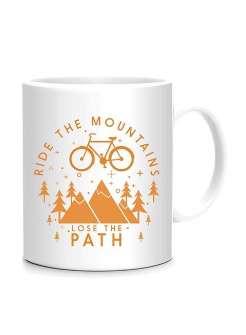 FMstyles Ride The Mountains Design Mug White/Orange 10 cm