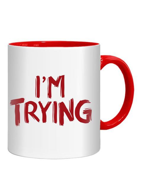 FMstyles I&#39;m Trying Printed Mug Red/White