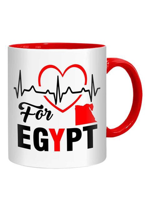 FMstyles Heart Beats For Egypt Mug White/Red/Black 10 cm