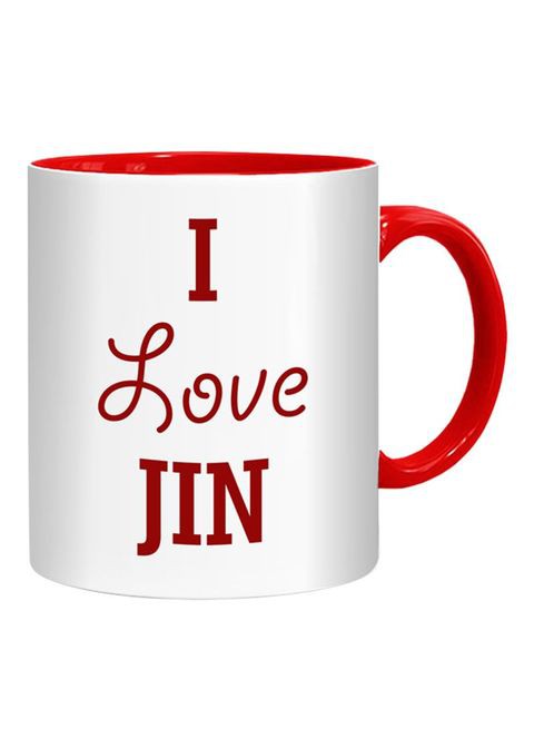 FMstyles I Love JIN Mug White/Red 10 cm