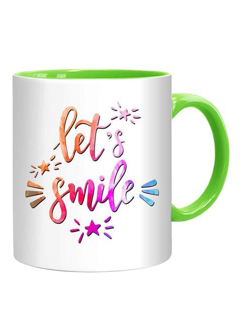 FMstyles Let&#39;s Smile Mug White/Pink/Green 10 cm