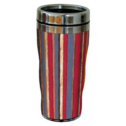 Tree-Free Greetings Western Cowboy Stripe By Debbie Mumm Sip &#39;N Go Travel Tumbler, 16-Ounce, Stainless Steel