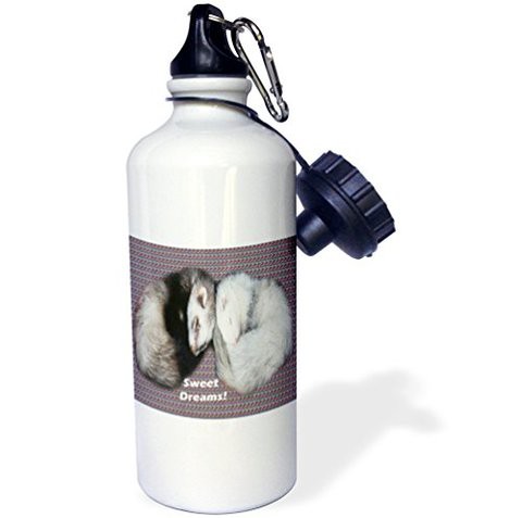 3DroseSleeping Ferrets&quot; Sports Water Bottle, 21 Oz, White