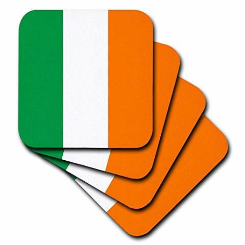 3dRose CST_158340_1 Flag of Ireland Irish Green White Orange Vertical Stripes United Kingdom UK World Country Souvenir Soft Coasters (Set of 4)