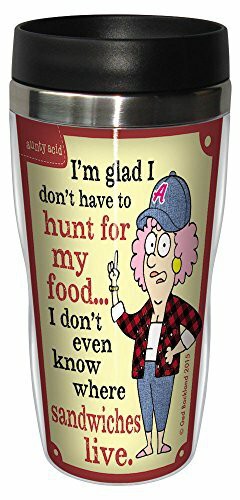 Tree-Free Greetings 16-Ounce Sip &#39;N Go Stainless Lined Travel Mug, Aunty Acid Hunt For Food