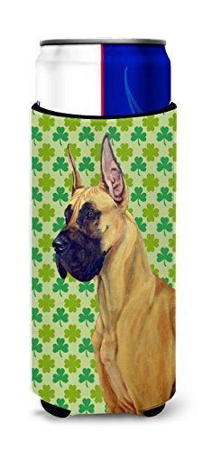 Caroline&#39;s Treasures Lh9175Muk Great Dane St. Patrick&#39;s Day Shamrock Portrait Ultra Beverage Insulators For Slim Cans, Slim Can, Multicolor