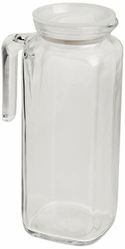 Bormioli Rocco Glass Frigoverre Jug With Airtight Lid (1 Liter): Clear Pitcher Hermetic Sealing, Easy Pour Spout &amp; Handle - For Water, Juice, Iced Coff