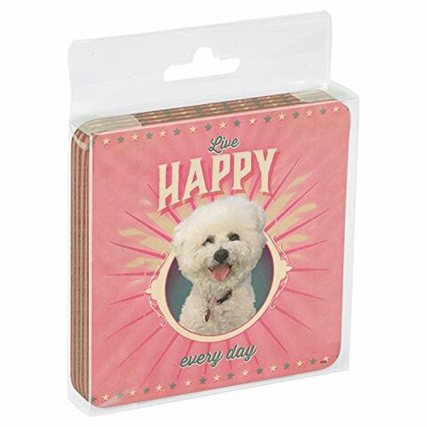 Tree-Free Greetings Set Of 4 Cork-Backed Coasters, 3.75 x 3.75 Inches, Poodle Of Happiness Themed Pet Lover Art