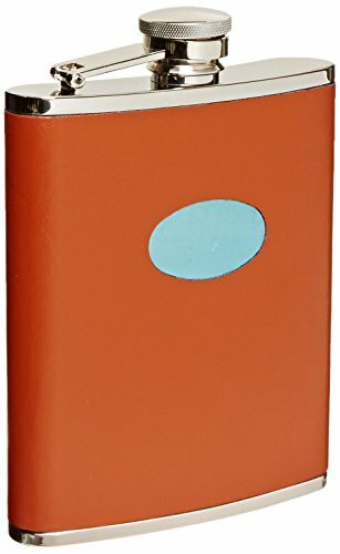 Visol Bobcat Brown Leather Stainless Steel Liquor Flask, 18-Ounce