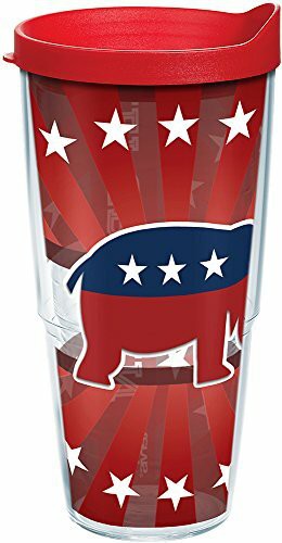 Tervis Republican Elephant Wrap Clear Inner Tumbler with Red Lid, 24 oz