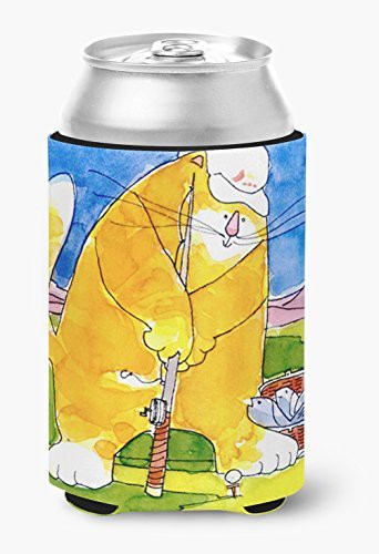 Caroline&#39;s Treasures 6105Cc Big Cat Golfing With A Fishing Pole Can Or Bottle Beverage Insulator Hugger, Can Hugger, Multicolor