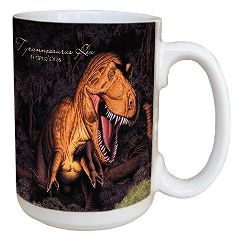 Tree-Free Greetings T. Rex 1 15 Ounce Ceramic Coffee Mug With Full Sized Handle, 15&quot;