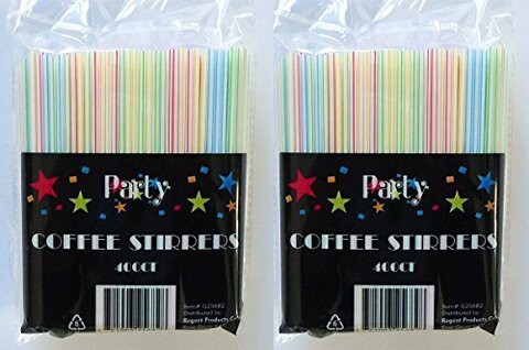 800 Color Strip Coffee Sip Stirrers Multi Colored (2 bags 400 Each) Black Duck Brand