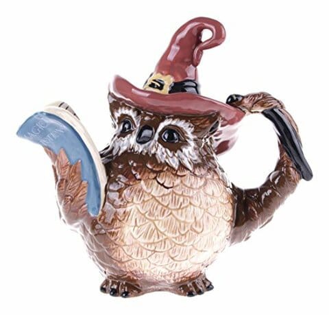 Blue Sky Ceramic Halloween Witch Owl Teapot, 10 x 6 x 9.25