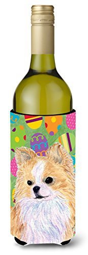 Caroline&#39;s Treasures Ss4818Literk Chihuahua Easter Eggtravaganza Wine Bottle Beverage Insulator Beverage Insulator Hugger, Wine Bottle, Multicolor