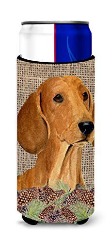 Caroline&#39;s Treasures Ss4078Muk Dachshund On Faux Burlap With Pine Cones Ultra Beverage Insulators For Slim Cans, Slim Can, Multicolor