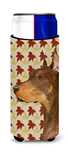 Caroline&#39;s Treasures Ss4388Muk Doberman Fall Leaves Portrait Ultra Beverage Insulators For Slim Cans, Slim Can, Multicolor