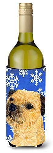 Caroline&#39;s Treasures Lh9278Literk Border Terrier Winter Snowflakes Holiday Wine Bottle Beverage Insulator Beverage Insulator Hugger, Wine Bottle, Multicolor