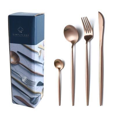 TAKUMI Rose Gold Cutlery Set | Silverware| Set 16 Piece Stainless Steel by SimplyChef