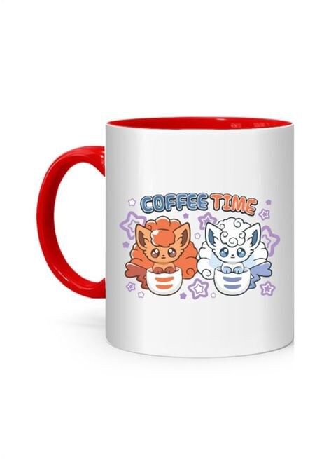 FMstyles Coffee Time Printed Mug White/Red 10 cm