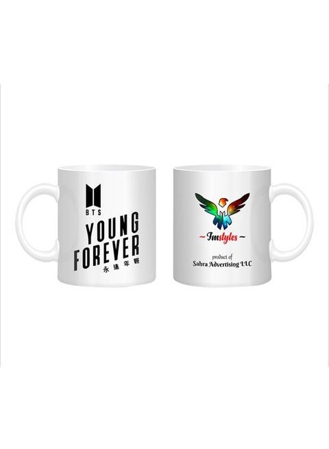 FMstyles BTS Young Forever Printed Mug White/Black