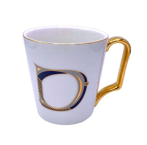 H&amp;L Zakka - Simple &amp; Elegant Ceramic Letter Cup (D) with Gold Handle