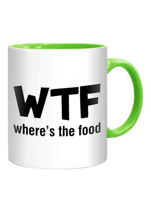 FMstyles Where&#39;s The Food Mug White/Black/Green 10 cm