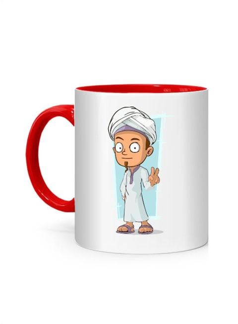 FMstyles Arabic Cartoon Printed Mug White/Red 10 cm