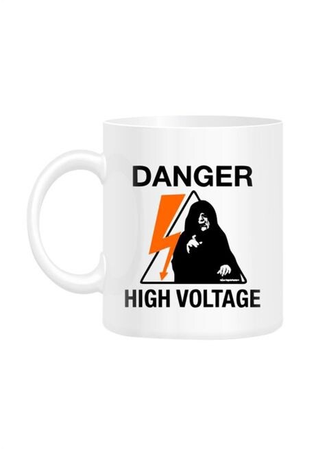 FMstyles Danger High Voltage Printed Mug White 10 cm