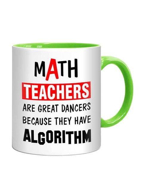 FMstyles Math Teachers Printed Mug Green/White/Black