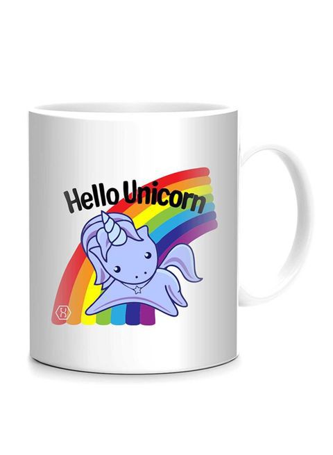 FMstyles Hello Unicorn Printed Mug White 10 cm