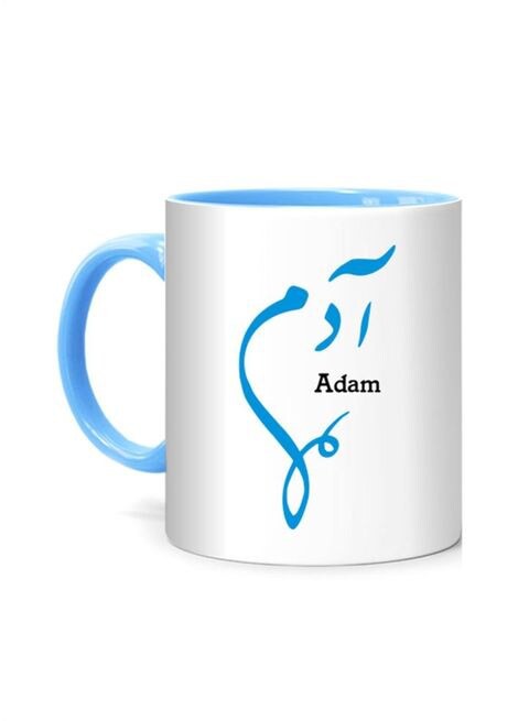 FMstyles Arabic Calligraphy Name Adam Printed Mug White/Blue 10 cm