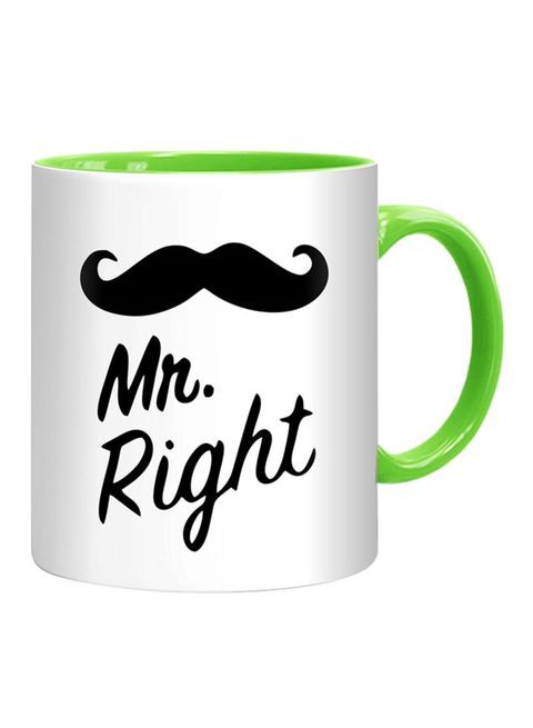 FMstyles Mr. Right Mug White/Black/Green 10 cm