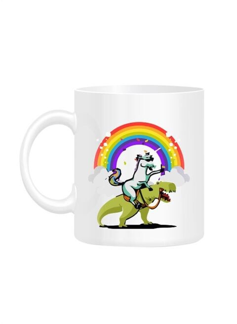 FMstyles Unicorn Riding Printed Mug White 10 cm