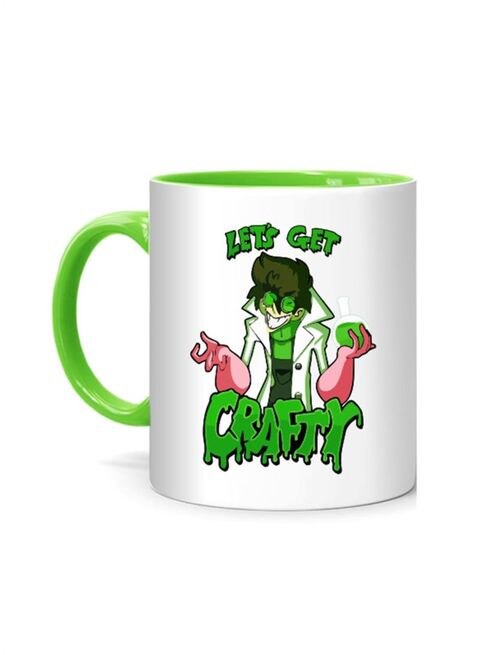 FMstyles Let&#39;s Get Crafty Green Inner Mug Printed Mug White/Green 10 cm