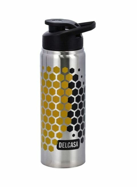 Delcasa Stainless Steel Water Bottle Silver/Gold/Black 23x7.8cm