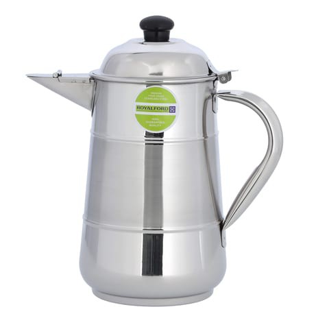 Royalford Milk Jug, Stainless Steel, 2.0L,390gm, RF10157, Two Tone Body With Bakelite Knob, Spill Proof Lid &amp; Pouring, Food Grade Material, Perfect Water Camping, Hiking &amp; More, Milk Jug With Handle