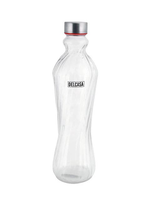 Delcasa Glass Water Bottle Clear/Silver 1000ml