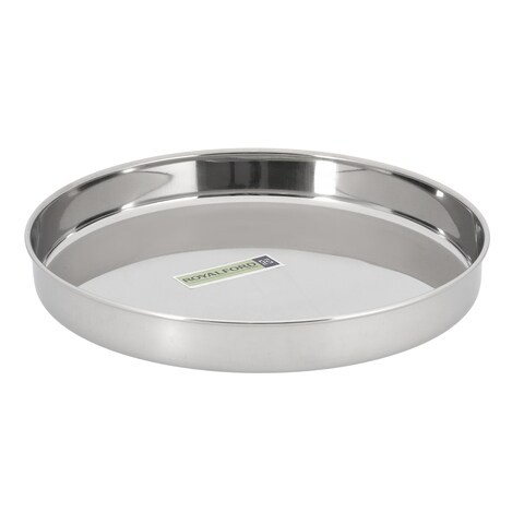 Royalford Khumcha Plate, Stainless Steel,24cm, RF10158 - Dinner Plate For Kids, Toddlers, Children, Feeding Serving Camping Plates, Reusable and Dishwasher Safe