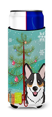 Caroline&#39;s Treasures Bb1627Muk Christmas Tree And Tricolor Corgi Ultra Beverage Insulators For Slim Cans, Slim Can, Multicolor