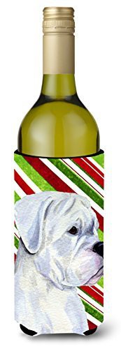 Caroline&#39;s Treasures Ss4578Literk Boxer Candy Cane Holiday Christmas Wine Bottle Beverage Insulator Beverage Insulator Hugger, Wine Bottle, Multicolor