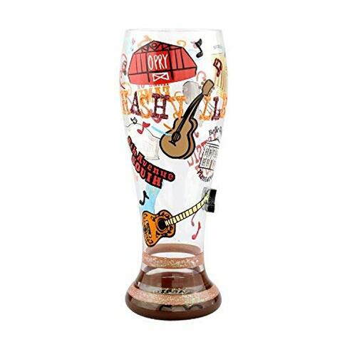 Top Shelf DecorativeNashville Tall Hand Painted Pilsner Beer Glass ; Unique Gifts for Friends and Family ; Novelty Gift Ideas for Birthdays, Christmas, or Any Special Occasion