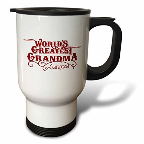 3Drose Worlds Greatest Grandma Guaranteed Design In Red And White Travel Mug, 14 Oz, White