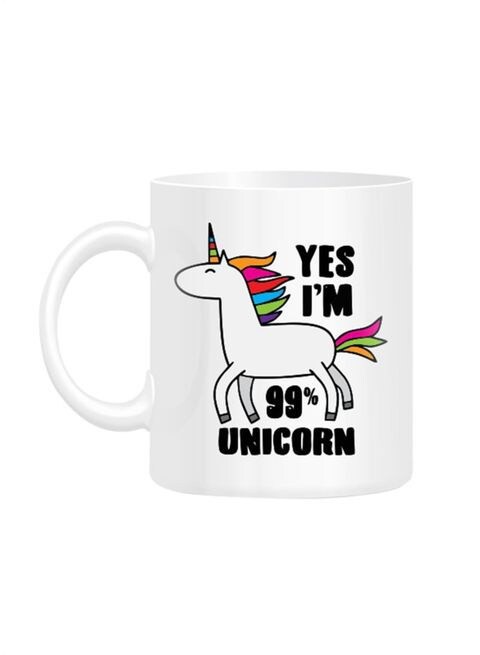 FMstyles Yes I&#39;m 99% Unicorn Printed Mug White 10 cm