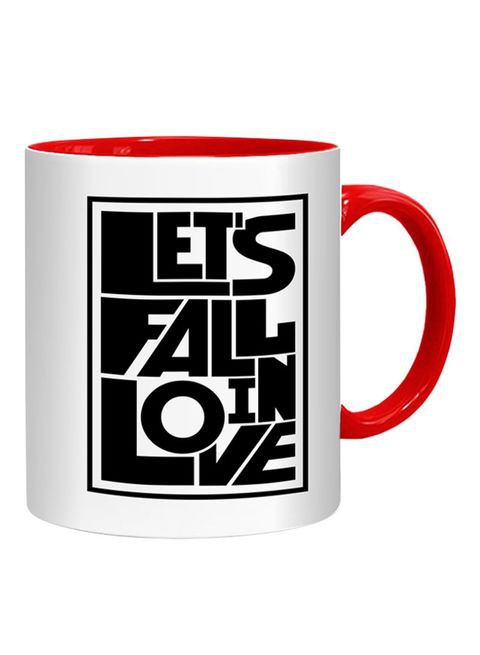 FMstyles Let&#39;s Fall In Love Quote Mug White/Red/Black 10 cm